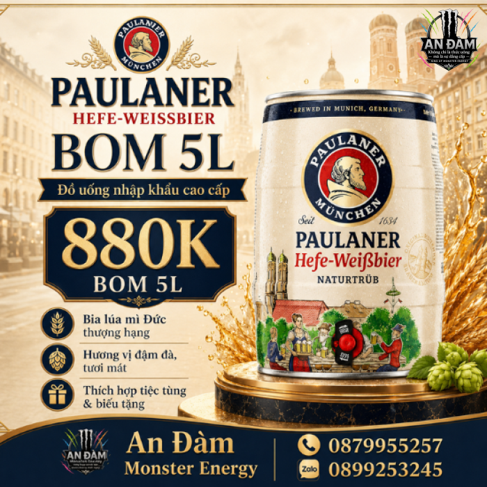 Bia Paulaner Hefe Weissbier 5,5% – Bom 5 Lít