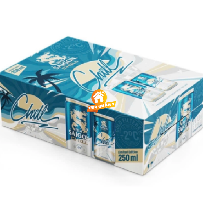 Thùng 24 lon bia Sài Gòn Chill 250ml